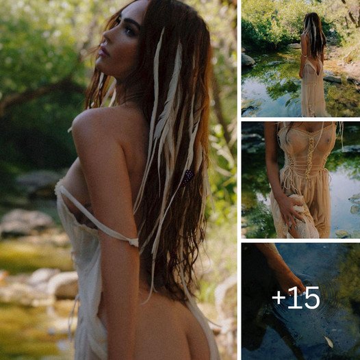 Megan Fox is Breathtaking in a Soaking Wet See Through White Cottagecore Dress