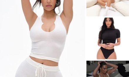 Kim Kardashian showcases her sculpted physique in all-black and white outfits in sultry new SKIMS shoot