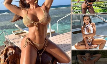 Playboy model stuns fans in barely-there string bikini that narrowly covers boobs