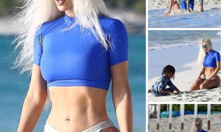EXCLUSIVE: Mommy mode! Kim Kardashian rocks skimpy swimsuit on the beach with son Saint after her boyfriend Pete Davidson revealed dreams to have kids of his own