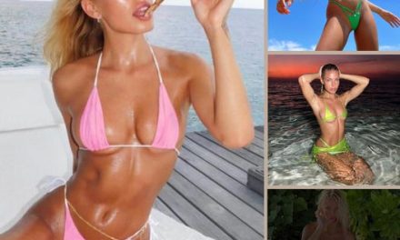 Jessica Goicoechea flaunts her sizzling physique in a VERY skimpy ʙικιɴι as she poses on the beach