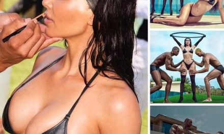 Kim Kardashian’s New Swim Campaign for SKIMS Features Her Glistening in Oil