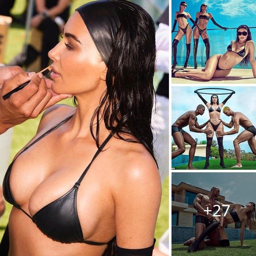 Kim Kardashian’s New Swim Campaign for SKIMS Features Her Glistening in Oil