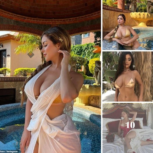 Demi Rose shows off her eye-popping cleavage in a tiny gold ʙικιɴι while sizzling in her latest steamy snaps