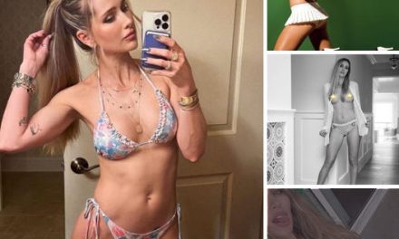 Ex-tennis star turned Playboy model delights fans as she sticks out her tongue and strips to bikini for cheeky snaps
