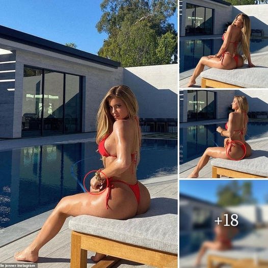 Kylie’s no stranger to showcasing her amazing physique by the pool of her $36.5M brand-new Holmby Hills compound