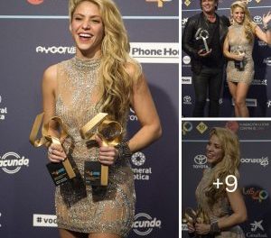 Braless Shakira dons daring nude underlay glittering dress as she’s honoured with two awards at the Radio Channel 40 Principales in Barcelona
