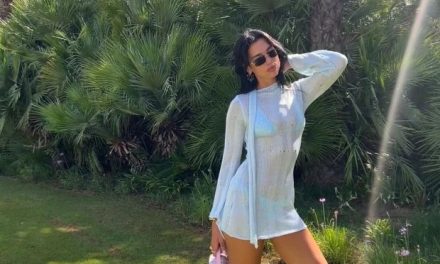 Joanne Kavanagh reports: Dua Lipa dazzles in a mesmerizing baby blue sheer dress during her vacation in Ibiza