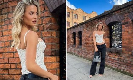 Molly Smith of Love Island leaves jaws dropping in white lace corset sans bra